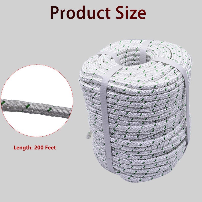 findmall 3/8 Inch x 200 Feet Double Braid Polyester Rope High Breaking Strength Pulling Rope for Tree Work Camping Swings White - Image 2